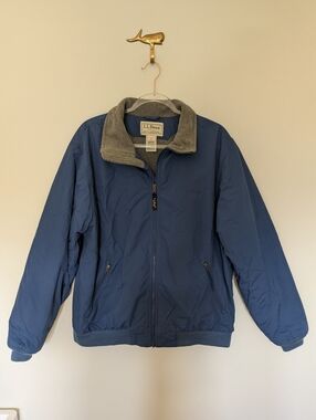 LL Bean Vintage Jacket Fleece Bomber Full Zip Blue Large Regular 90s
